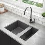 Refurbished Enza Madison 1.5 Bowl Undermount Grey Granite Composite Kitchen Sink Reversible