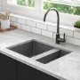Refurbished Enza Madison 1.5 Bowl Undermount Grey Granite Composite Kitchen Sink Reversible