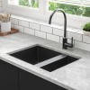 GRADE A1 - Box Opened Enza Madison 1.5 Bowl Undermount Black Granite Composite Kitchen Sink Reversible Sink Reversible