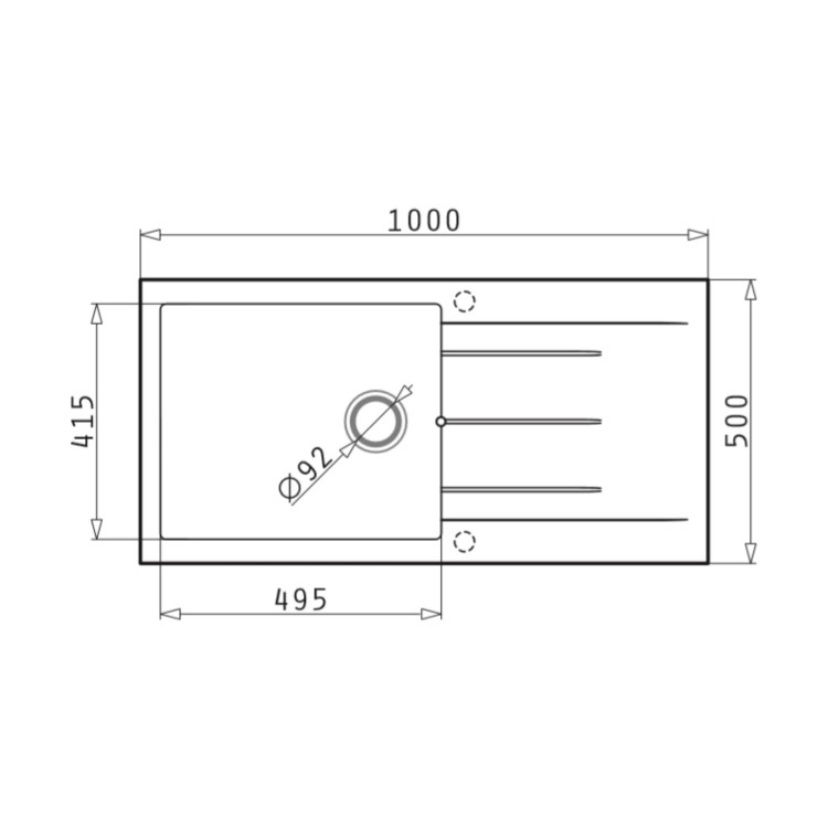 GRADE A2 - Single Bowl Inset Black Granite Composite Kitchen Sink with Reversible Drainer - Enza Madison