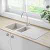 1.5 Bowl White Granite Composite Kitchen Sink with Reversible Drainer - Essence Amelia