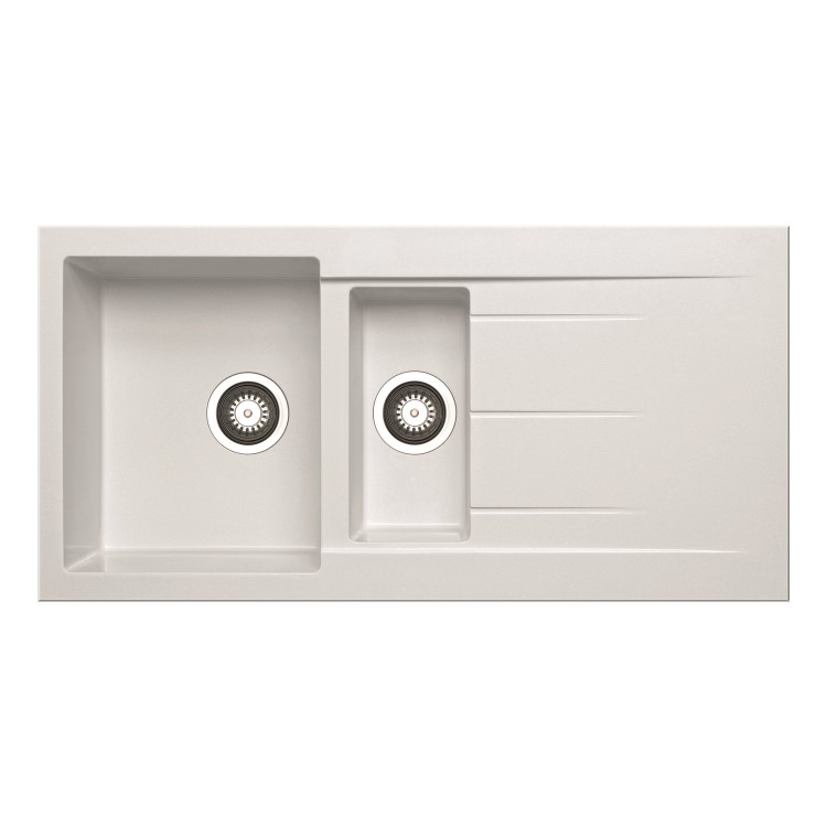 1.5 Bowl Inset White Granite Composite Kitchen Sink - Enza Madison