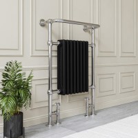 ONLY OPENED - Regent Chrome and Black Heated Towel Rail - 952 x 659mm ONLY OPENED - Regent Chrome and Black Heated Towel Rail - 952 x 659mm