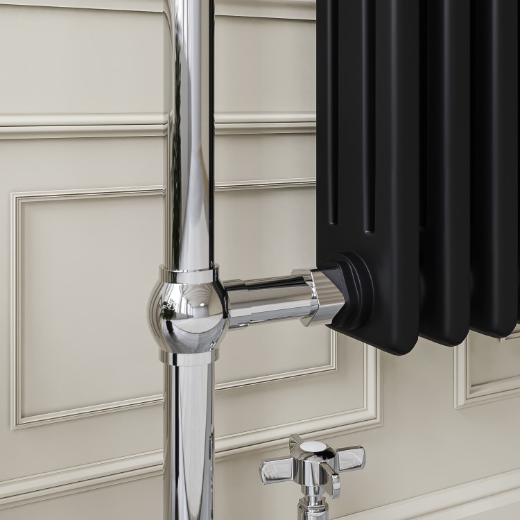 ONLY OPENED - Regent Chrome and Black Heated Towel Rail - 952 x 659mm