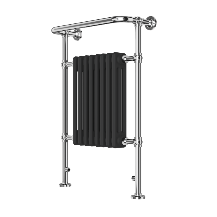ONLY OPENED - Regent Chrome and Black Heated Towel Rail - 952 x 659mm