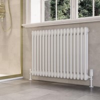 White Horizontal 2 Column Traditional Radiator 600 x 830mm - Nambi