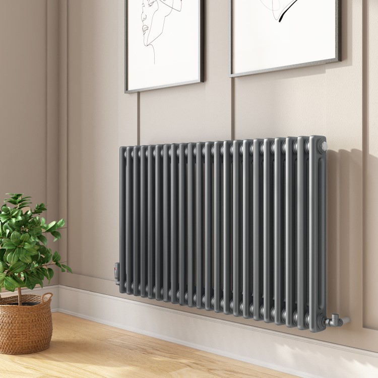 Anthracite Horizontal 2 Column Traditional Radiator 600x1010mm -Nambi