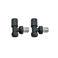 GRADE A1 - Anthracite Round Angled Radiator Valves