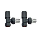 BeBa_26332 Anthracite Round Angled Radiator Valves - For Pipework Which Comes From The Wall