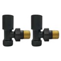 BeBa_26334 Matt Black Round Angled Radiator Valves - For Pipework Which Comes From The Wall
