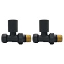BeBa_26335 Matt Black Round Straight Radiator Valves - For Pipework Which Comes From The Floor