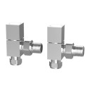 BeBa_26336 Chrome Square Angled Radiator Valves - For Pipework Which Comes From The Wall