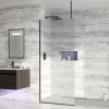 GRADE A1 - Wetroom Screen with Ceiling Bar 2000 x 845mm - 8mm Glass - Black