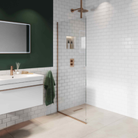 GRADE A1 - 900mm Bronze Frameless Wet Room Shower Screen with Ceiling Support Bar - Live Your Colour