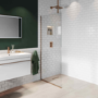 GRADE A1 - 900mm Bronze Frameless Wet Room Shower Screen with Ceiling Support Bar - Live Your Colour