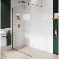 GRADE A1 - Bronze Wet Room Screen with Wall Bar 2000mm x 1200mm - Live Your Colour