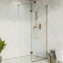 700mm Bronze Shower Screen for Wet Room & Walk In Shower with 350mm Hinged Flipper Panel – Live Your Colour