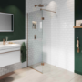 700mm Bronze Shower Screen for Wet Room & Walk In Shower with 350mm Hinged Flipper Panel – Live Your Colour