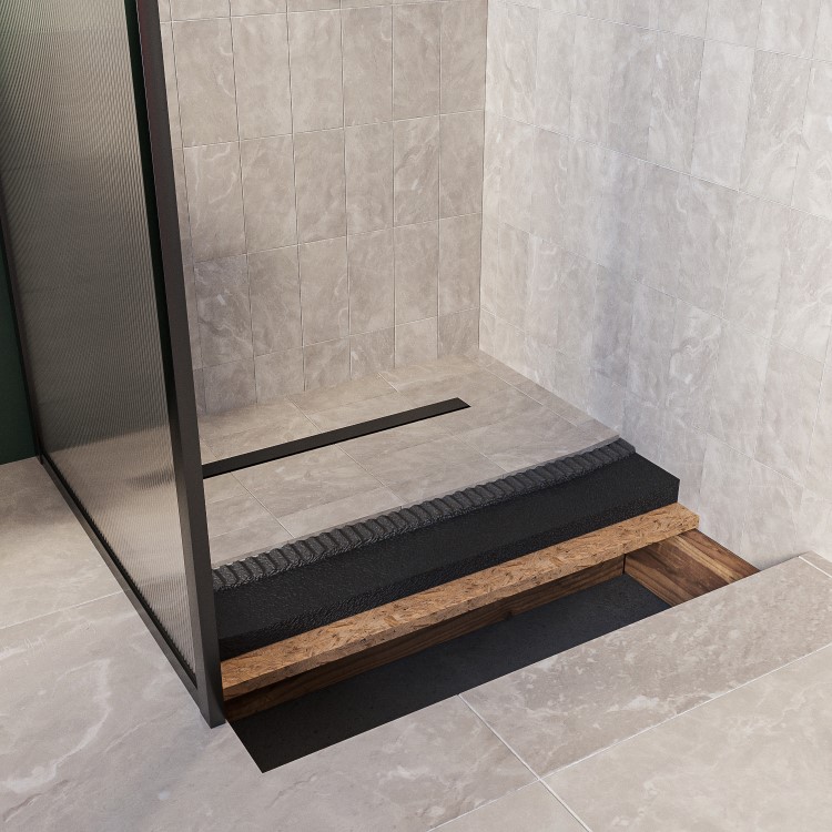 GRADE A1 - 1200x1200mm Square Wet Room Shower Tray with 600mm Linear End Waste Position - Live Your Colour