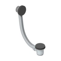 GRADE A1 - Black Overflow Bath Filler with Pop Up Sprung Bath Waste