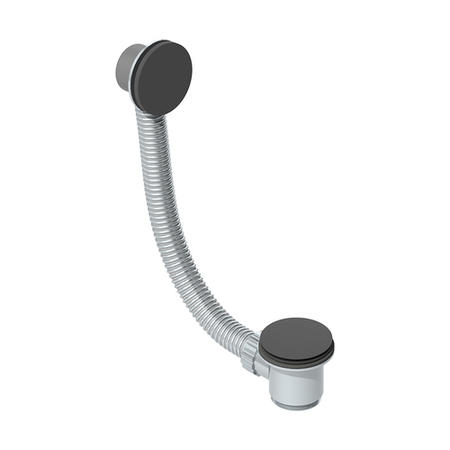 GRADE A1 - Black Overflow Bath Filler with Pop Up Sprung Bath Waste