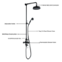 Black Traditional Thermostatic Mixer Shower Set with Slide Rail Kit & Hand Shower - Camden