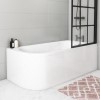 GRADE A1 - Nova Black Grid Bath Shower Screen 800mm - Right Hand 