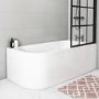 GRADE A1 - Nova Black Grid Bath Shower Screen 800mm - Right Hand 