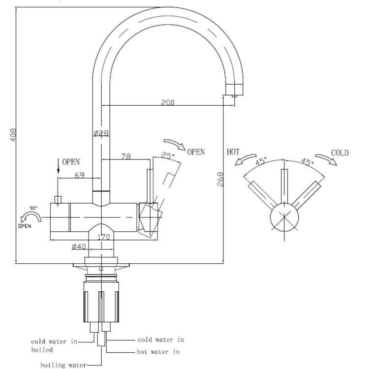 Refurbished Pronto Vesta Chrome 3 in 1 Boiling Water Tap