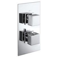 Chrome 1 Outlet Concealed Thermostatic Shower Valve with Dual Control - Cube Chrome 1 Outlet Concealed Thermostatic Shower Valve with Dual Control - Cube