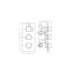 Cube square triple shower valve with diverter - 3 outlets