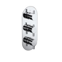 Chrome 3 Outlet Triple Handle Thermostatic Concealed Shower Valve - Arissa