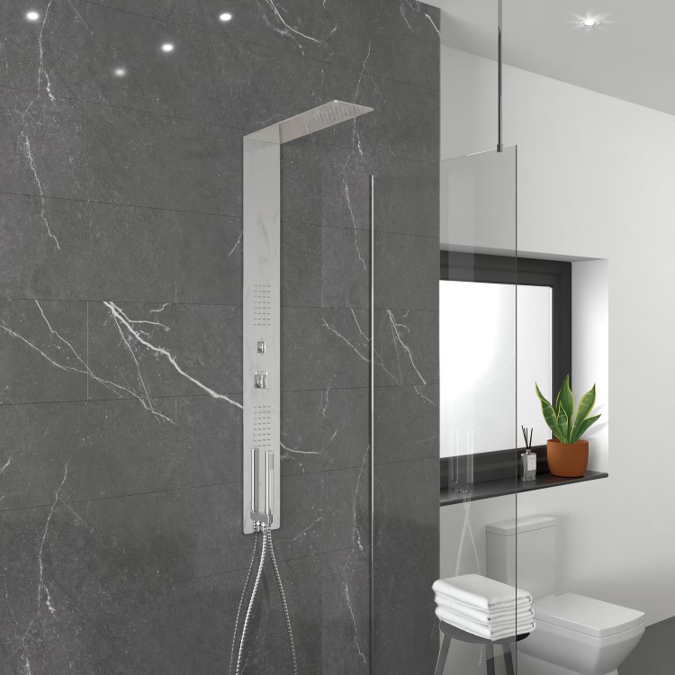 GRADE A1 - Chrome Thermostatic Concealed Shower Tower Panel - Lustro