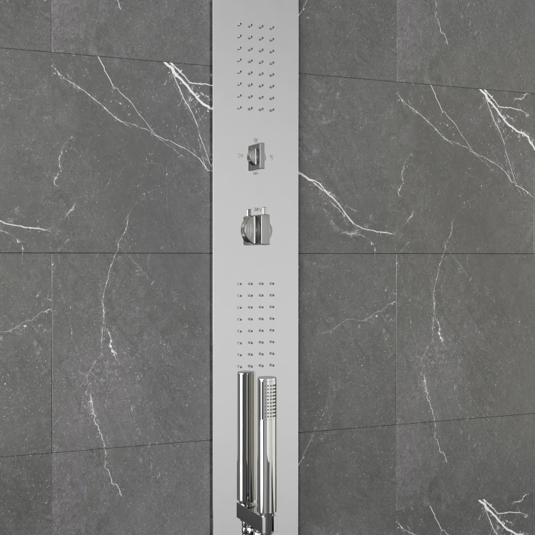 GRADE A1 - Chrome Thermostatic Concealed Shower Tower Panel - Lustro
