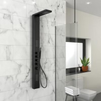 GRADE A1 - Black Thermostatic Shower Tower Panel - Provo GRADE A1 - Black Thermostatic Shower Tower Panel - Provo