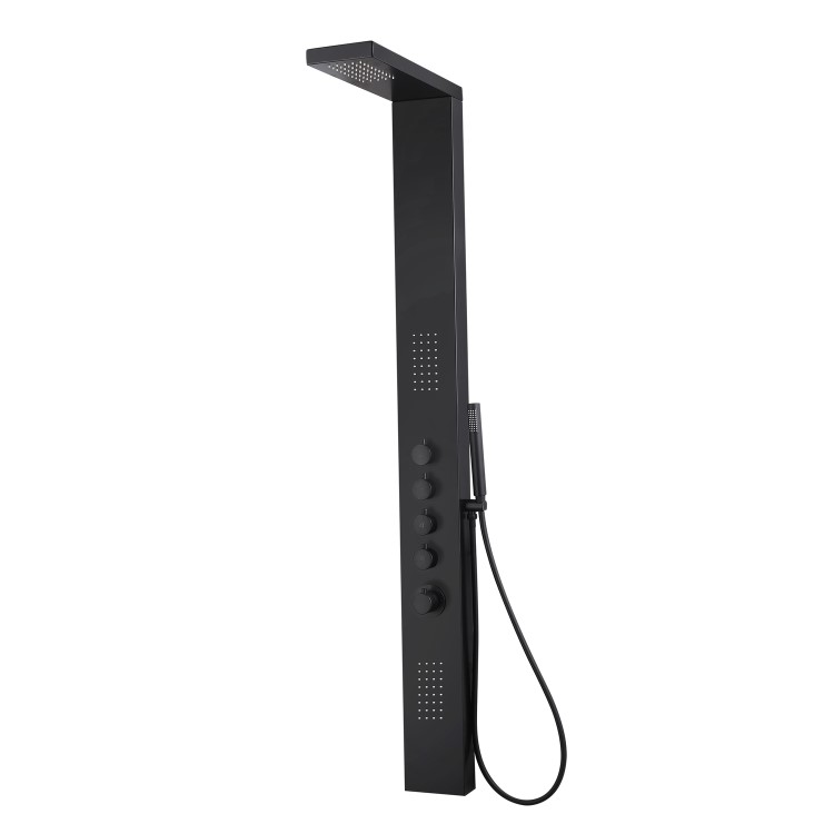 GRADE A1 - Black Thermostatic Shower Tower Panel - Provo