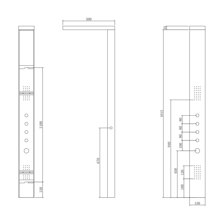 GRADE A1 - Black Thermostatic Shower Tower Panel - Provo