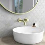 GRADE A1 - Arissa Round Brushed Brass Wall Mounted Basin Mixer Tap