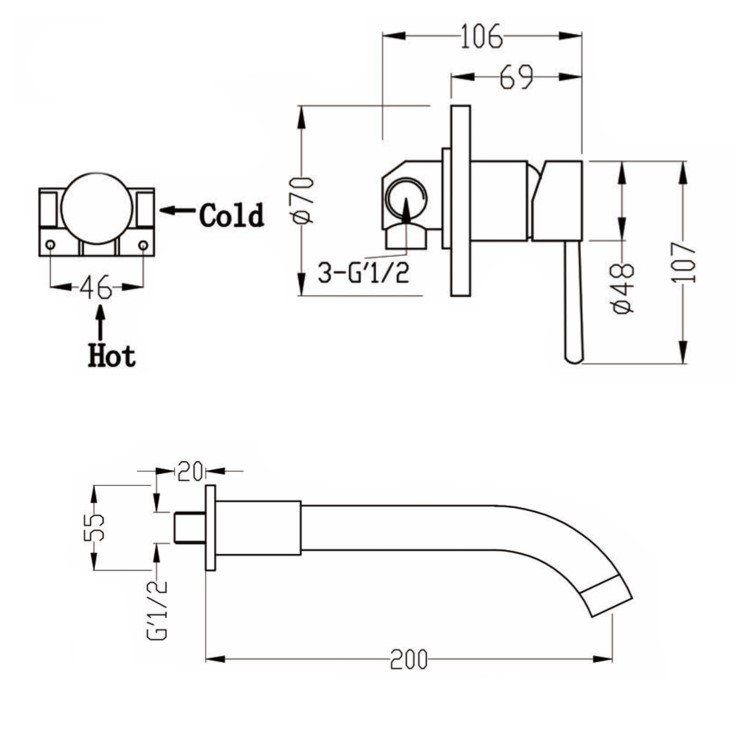 Round Brass Wall Mounted Basin Mixer Tap - Arissa