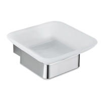 GRADE A1 - Square Glass Soap Dish Holder - Bexton Range