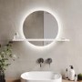 GRADE A1 - Round Backlit LED Bathroom Mirror with Demister and White Shelf - 500mm - Ersa