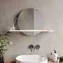 GRADE A1 - Round Backlit LED Bathroom Mirror with Demister and White Shelf - 500mm - Ersa