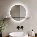 BeBa_27009 Round Backlit Heated Bathroom Mirror with Lights & Black Shelf 500mm - Ersa