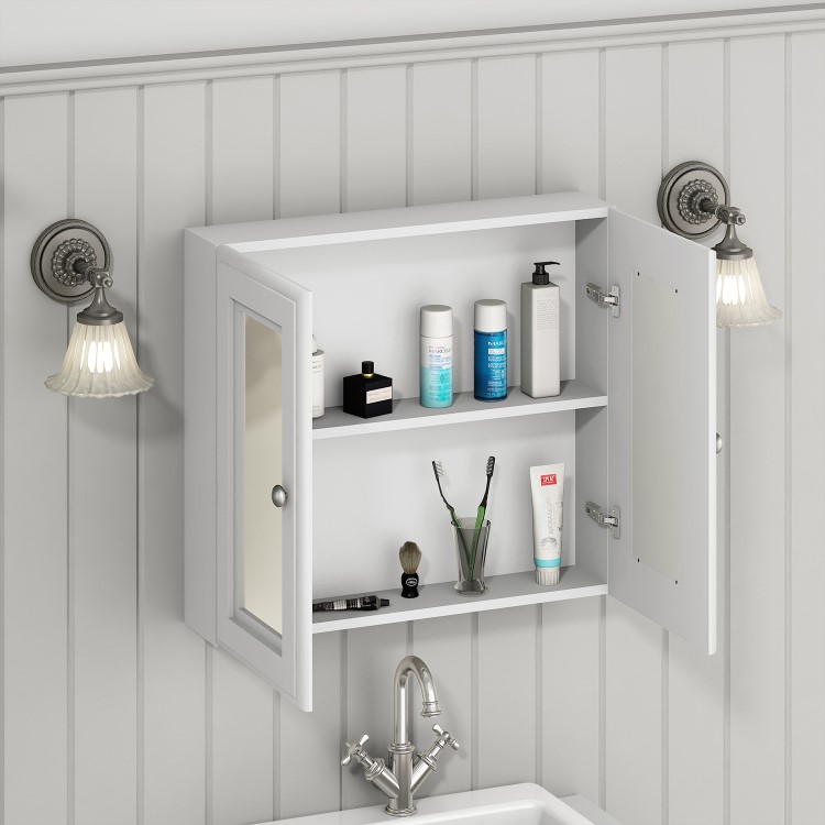 GRADE A1 - Westbury 667mm Mirror Cabinet - Matt White