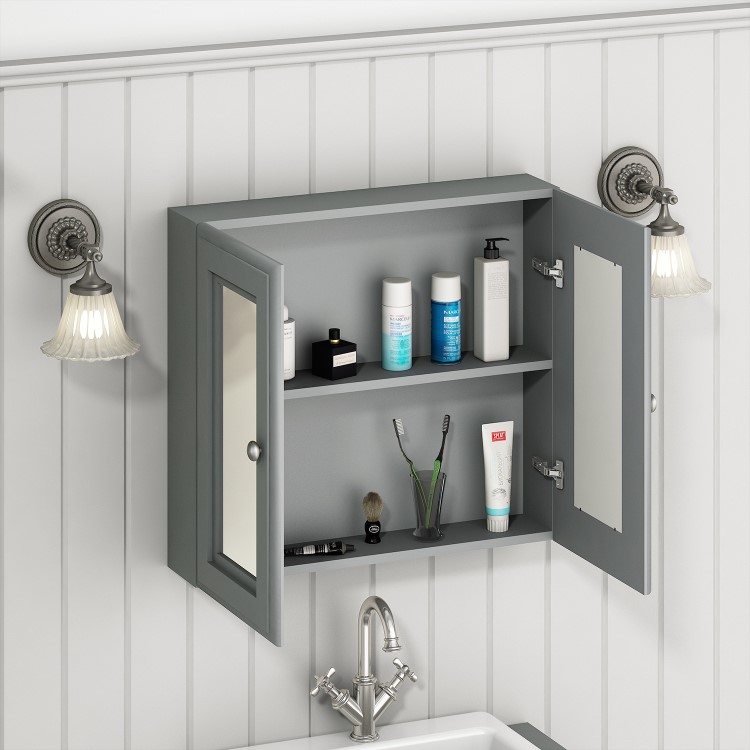 ONLY OPENED - Westbury 667mm Mirror Cabinet - Matt Mid-Grey