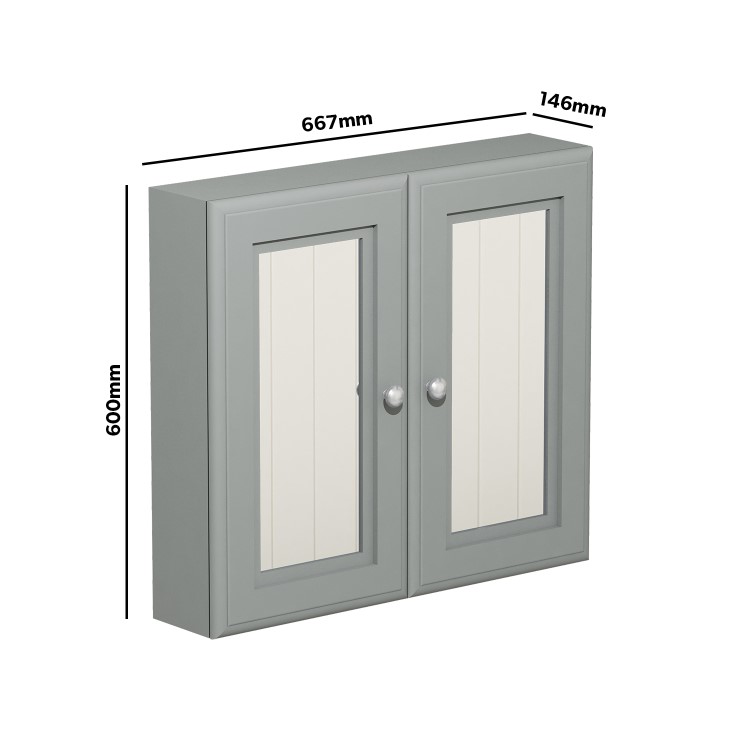 ONLY OPENED - Westbury 667mm Mirror Cabinet - Matt Mid-Grey