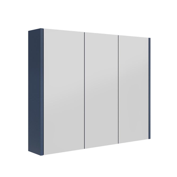 GRADE A1 - Blue Mirrored Wall Bathroom Cabinet 800 x 650mm - Ashford