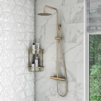 Thermostatic Mixer Bar Shower with Round Overhead & Pencil Hand Shower - Arissa Thermostatic Mixer Bar Shower with Round Overhead & Pencil Hand Shower - Arissa