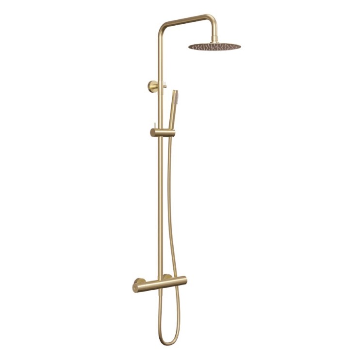 Thermostatic Mixer Bar Shower with Round Overhead & Pencil Hand Shower - Arissa