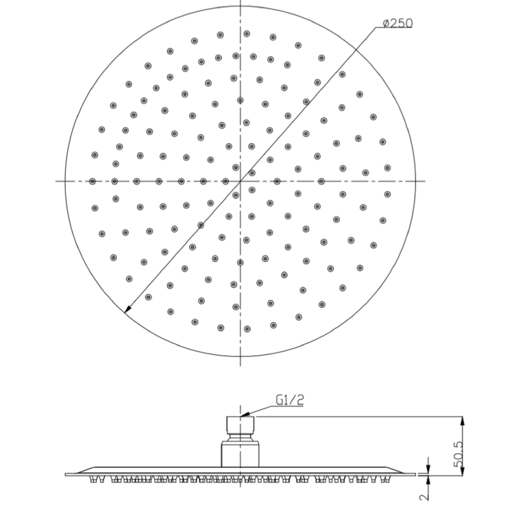 GRADE A1 - Arissa Matt Black 250mm Slim Round Shower Head